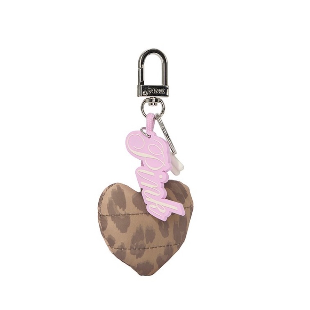 Pink Script & Leopard Heart puffer quilted charm